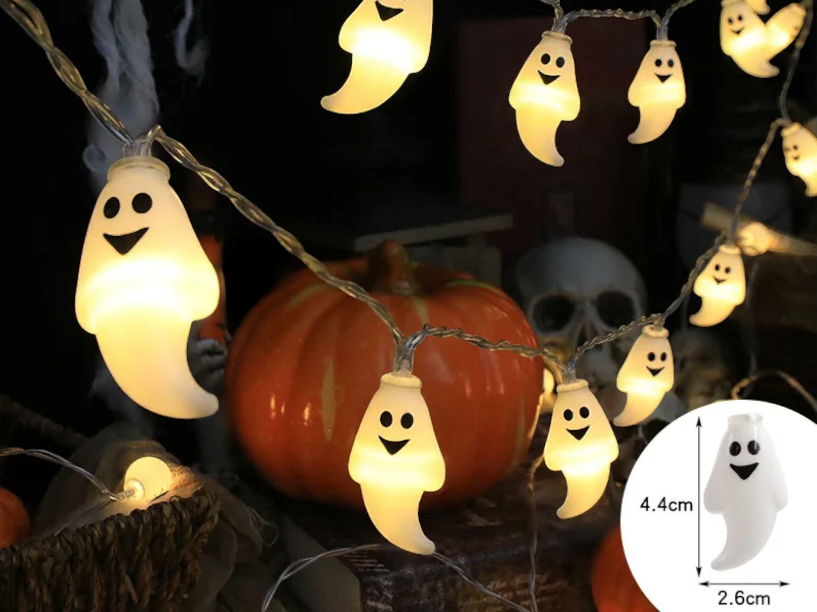 Spooky Halloween LED Lanterns - Pumpkin, Skull, and Eyeball String Lights for Festive Decor