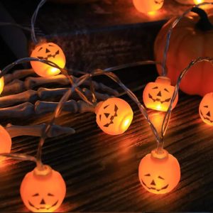 Spooky Halloween LED Lanterns - Pumpkin, Skull, and Eyeball String Lights for Festive Decor