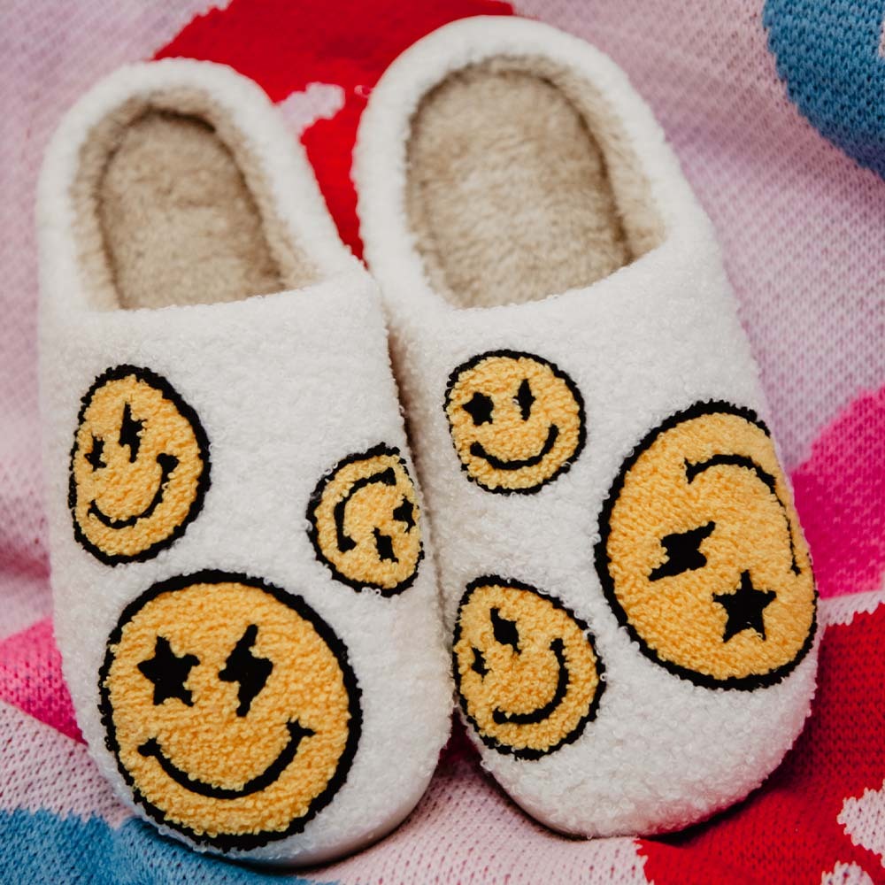 Star and Lightning Eyes Happy Faces Slippers for Women - Perfect Holiday Gift for Loved Ones