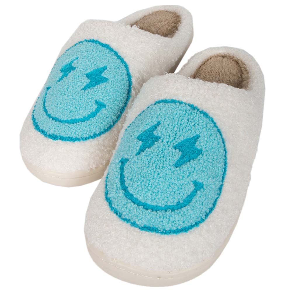 Turquoise and White Lightning Cozy Slippers - Perfect Gifts and Special Occasions