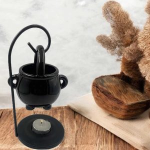 Witch Cauldron Wax Burner - Halloween Candle Holder & Aroma Diffuser for Essential Oils