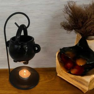 Witch Cauldron Wax Burner - Halloween Candle Holder & Aroma Diffuser for Essential Oils