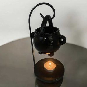 Witch Cauldron Wax Burner - Halloween Candle Holder & Aroma Diffuser for Essential Oils