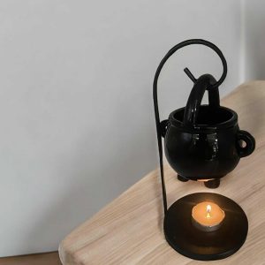 Witch Cauldron Wax Burner - Halloween Candle Holder & Aroma Diffuser for Essential Oils