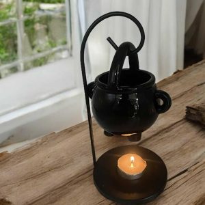 Witch Cauldron Wax Burner - Halloween Candle Holder & Aroma Diffuser for Essential Oils