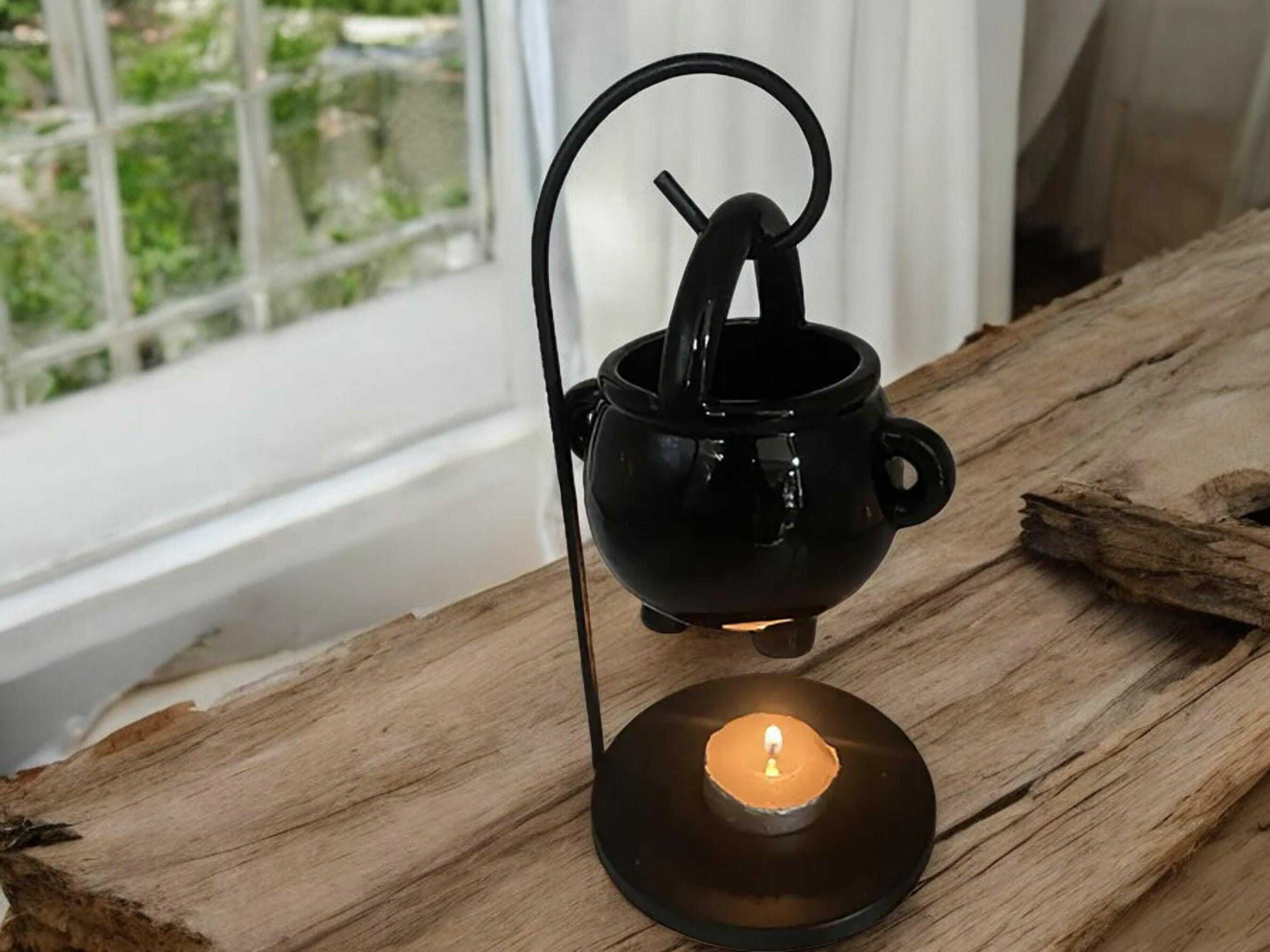 Witch Cauldron Wax Burner - Halloween Candle Holder & Aroma Diffuser for Essential Oils