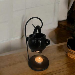 Witch Cauldron Wax Burner - Halloween Candle Holder & Aroma Diffuser for Essential Oils