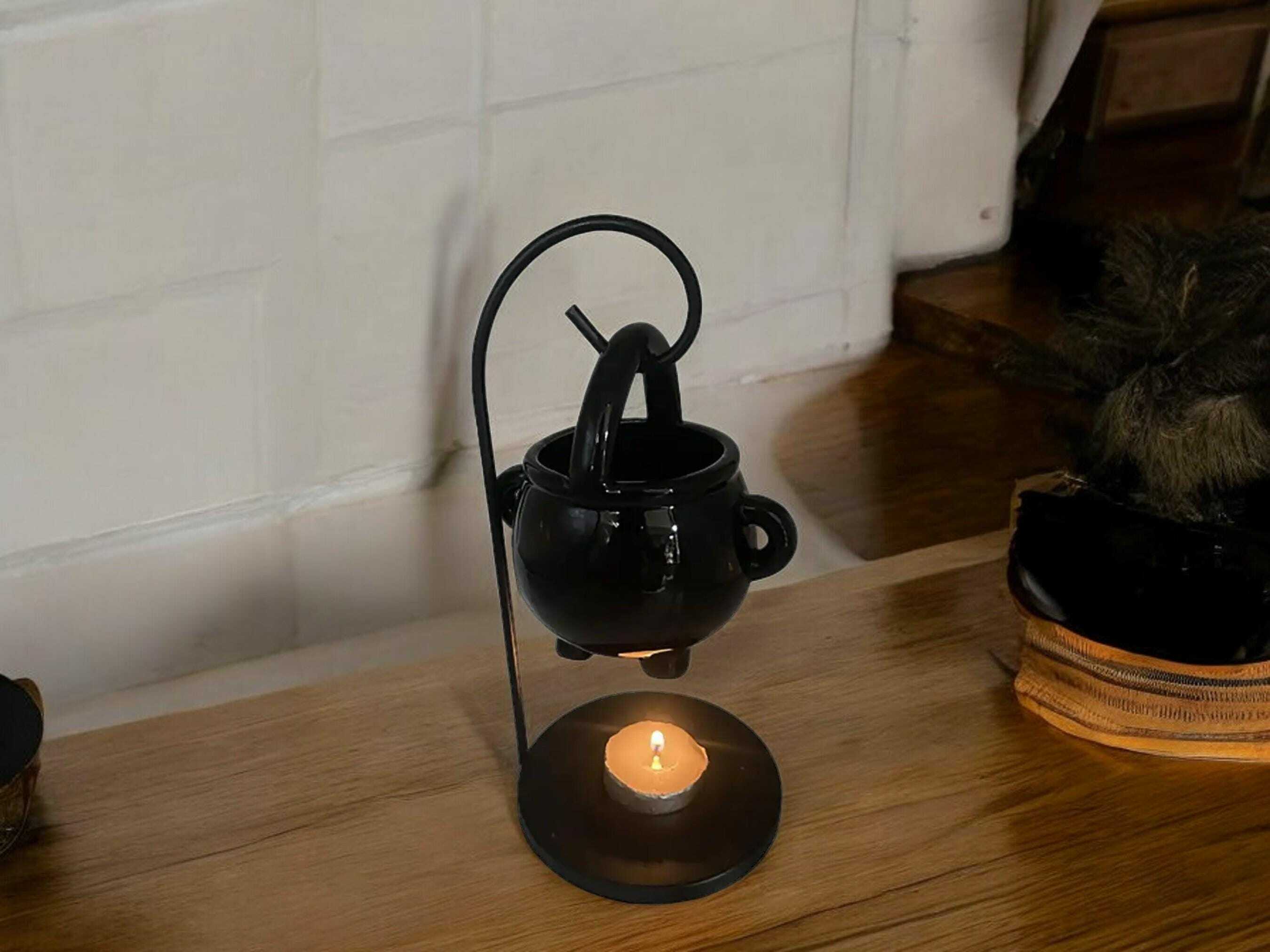 Witch Cauldron Wax Burner - Halloween Candle Holder & Aroma Diffuser for Essential Oils