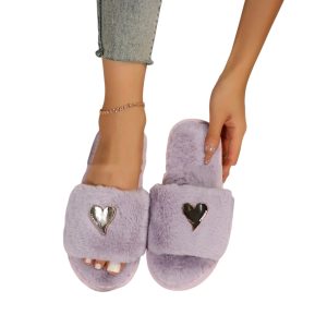 Women's Cozy Fleece Slippers - Soft Plush Furry House Shoes for Fall & Winter Indoor Comfort - Light Purple